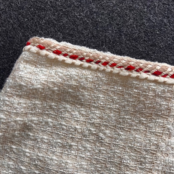 Mango // High Waist // Cream Shorts with Red Trim - Picture 3 of 8